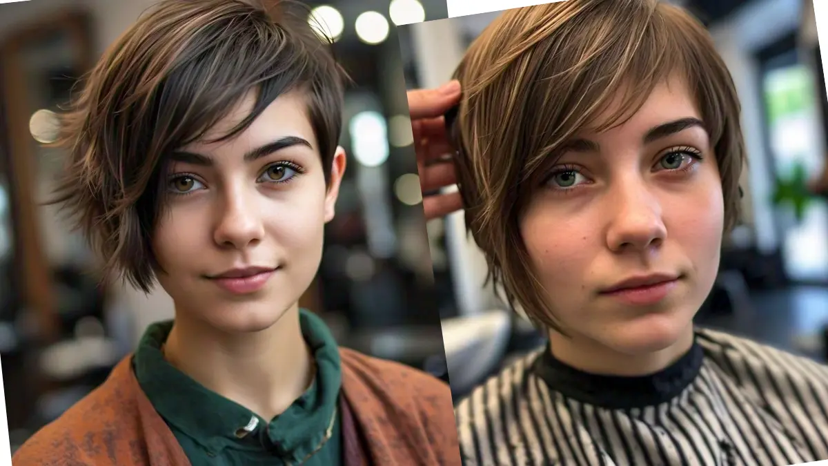 Woman with an asymmetrical haircut, displaying one side longer than the other for a bold look.