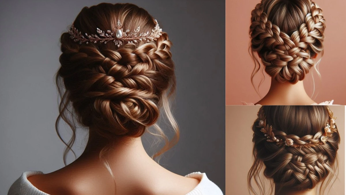 Back Braided Crown hairstyle for those women who have medium-length hairs.