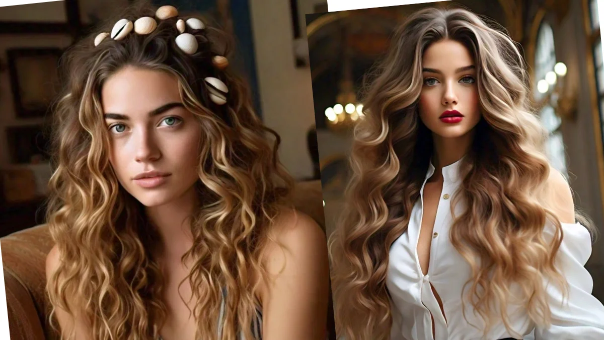 Close-up of beach waves hairstyle, perfect for a relaxed, sun-kissed look.