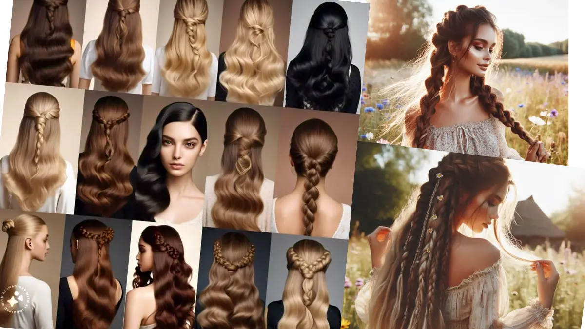 Intricate boho braids on long hair, blending bohemian style for 2024 trends.