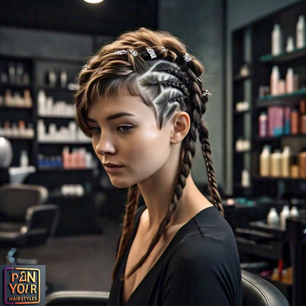 Braids Thin Haircut for women, incorporating braids to add texture and volume for a fuller appearance