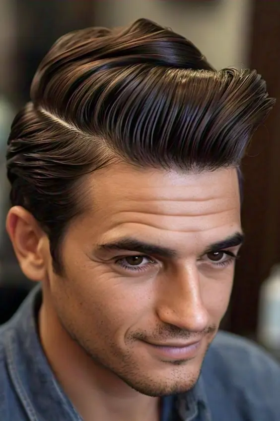 Classic comb-over for men with thin hair.