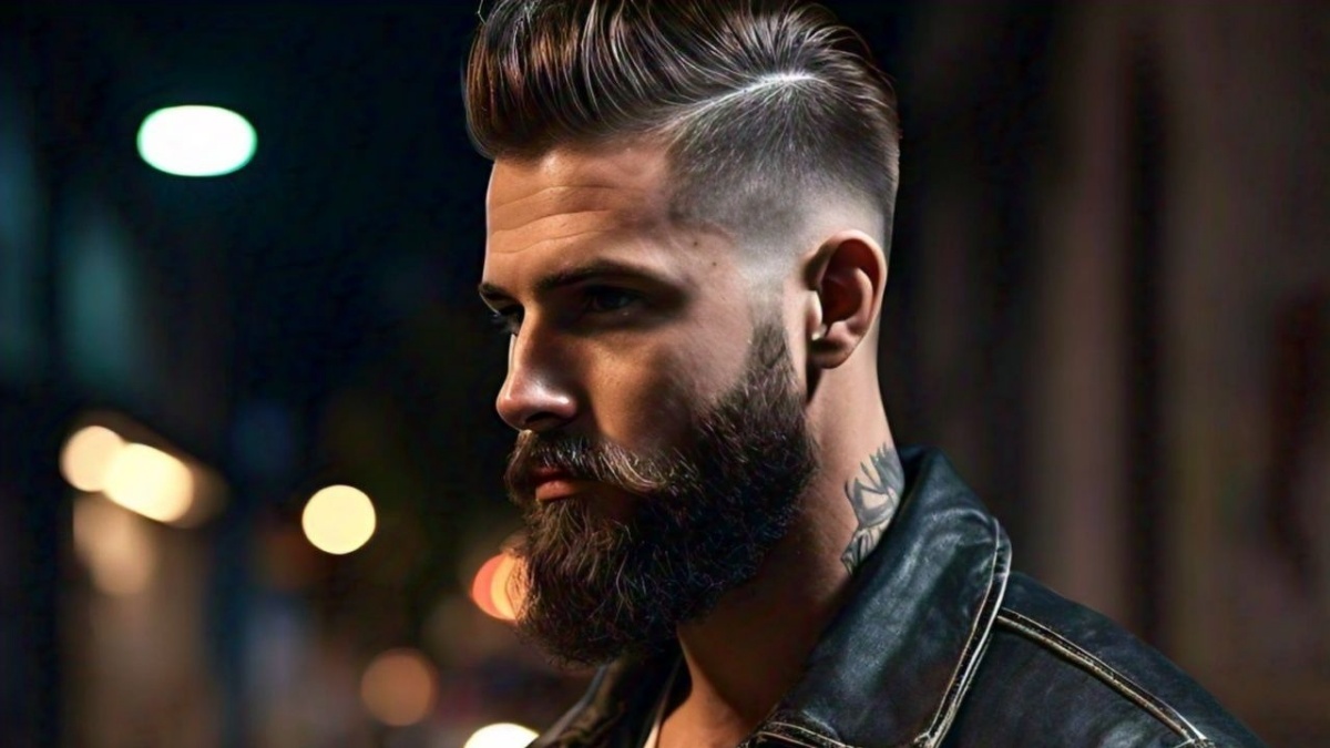 Crew Cut with High Fade and Full Beard for men short hairstyle in 2024