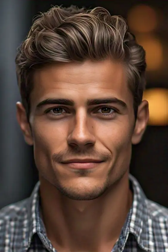 Crew cut hairstyle for men with thinning hair.