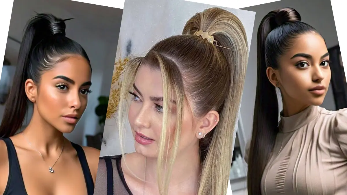 High ponytail with added height and volume, a sleek 2024 long hairstyle trend.