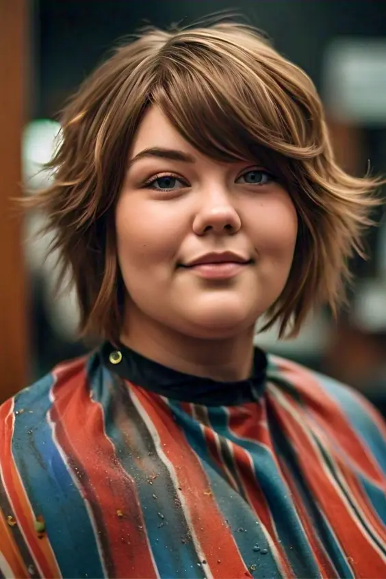 Versatile Layered Crop for Plus Size Women: Short Hairstyle with Volume and Framing