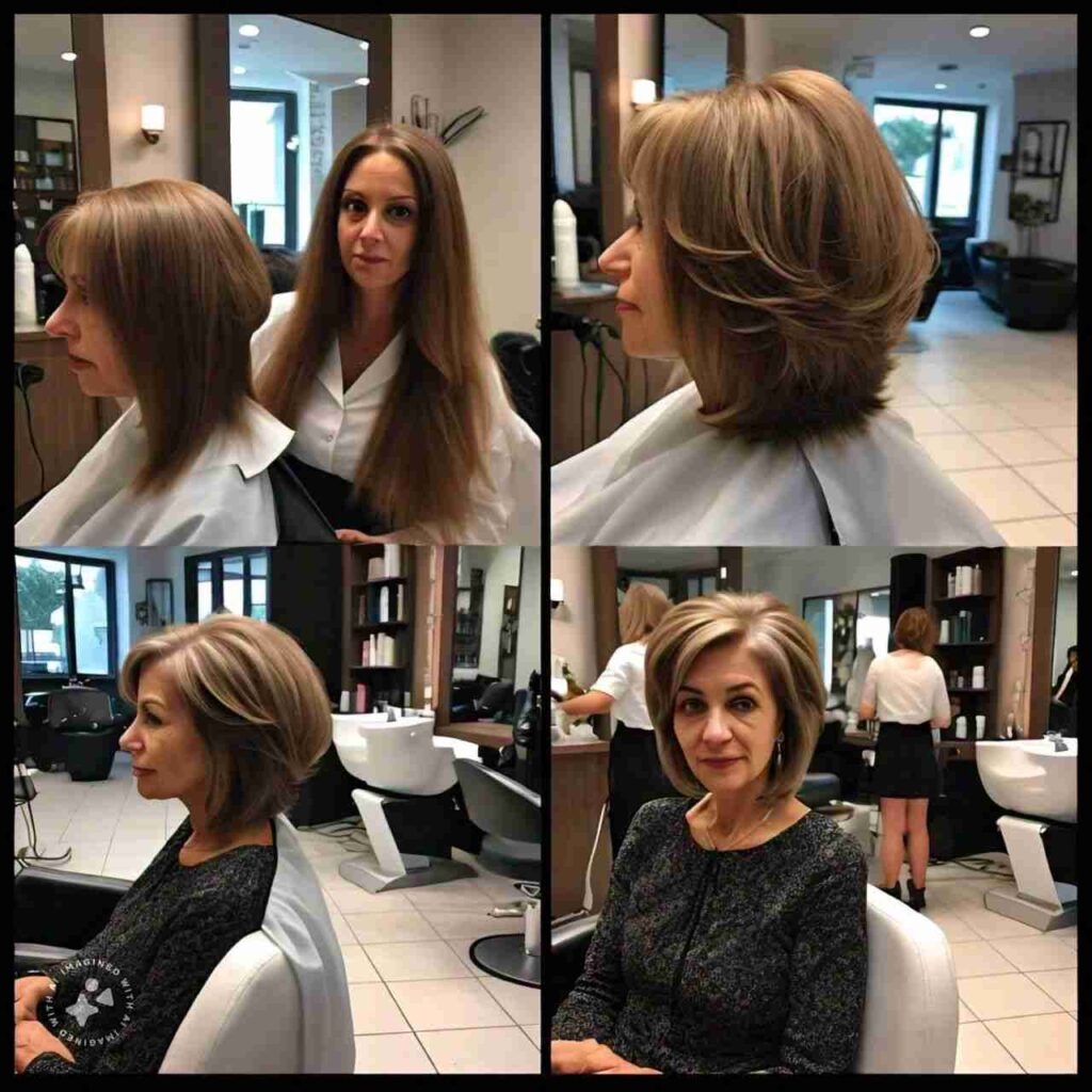 Layered Cut for mature women - stylish and versatile hairstyle.