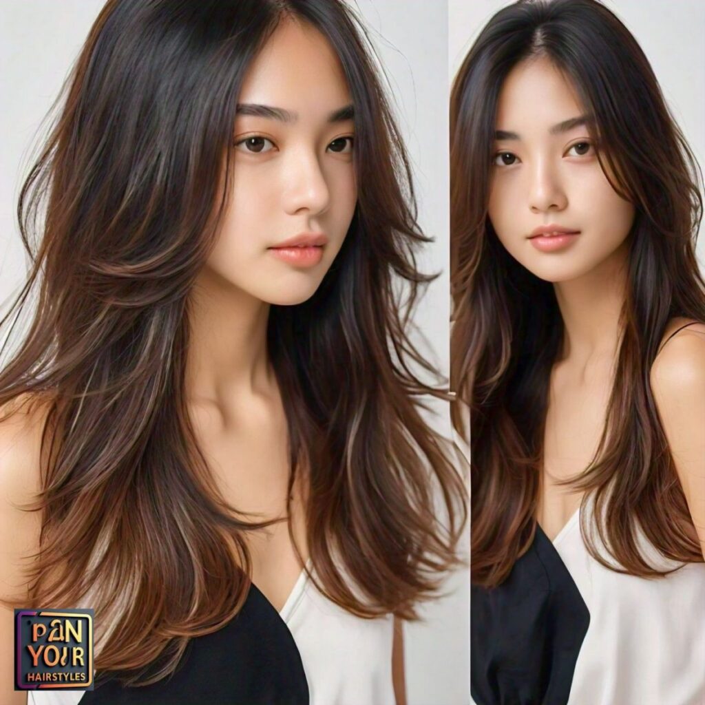 Long Layers Thin Haircut for women, featuring long, layered strands that add volume and movement for a fuller appearance.