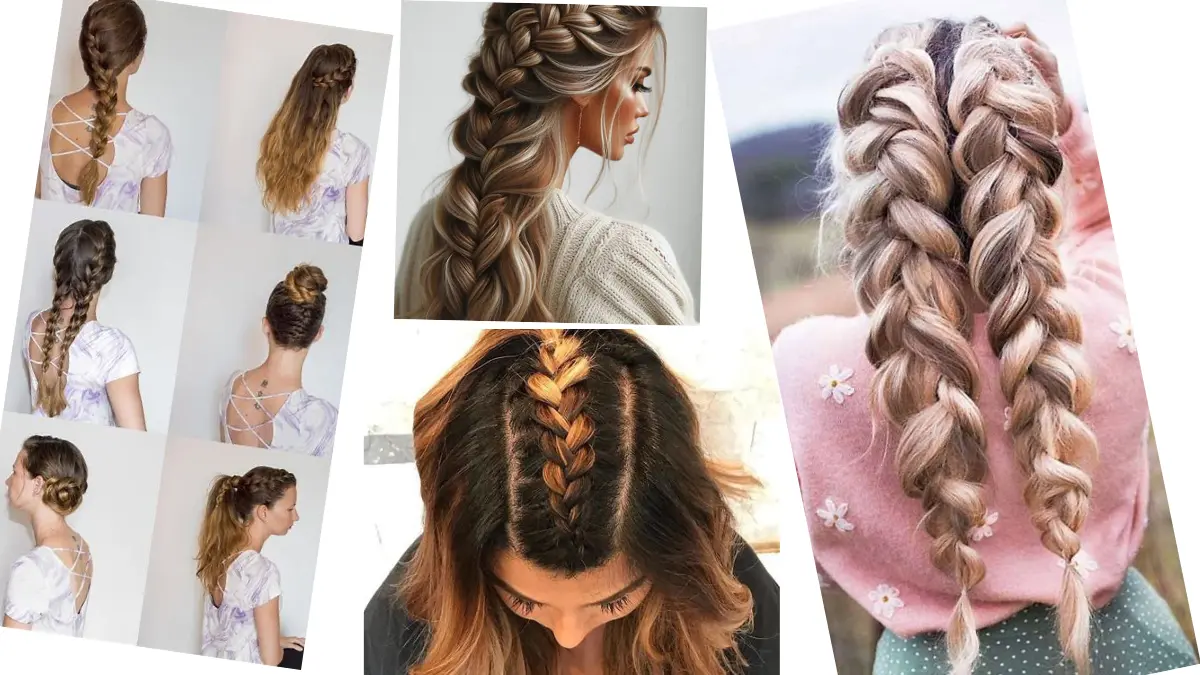 Loose French braid on long hair, offering a soft and romantic 2024 hairstyle.