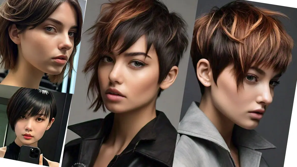 Razored layered hairstyle with sleek texture and defined layers.