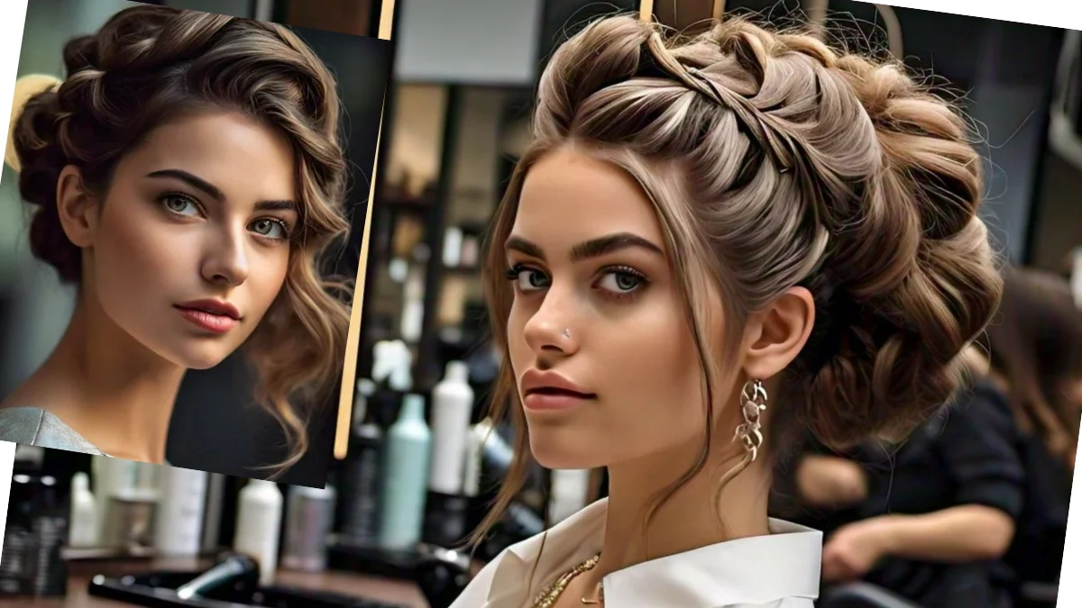 Current and fashionable updo haircut styles for women, showcasing trendy hair trends in 2024.