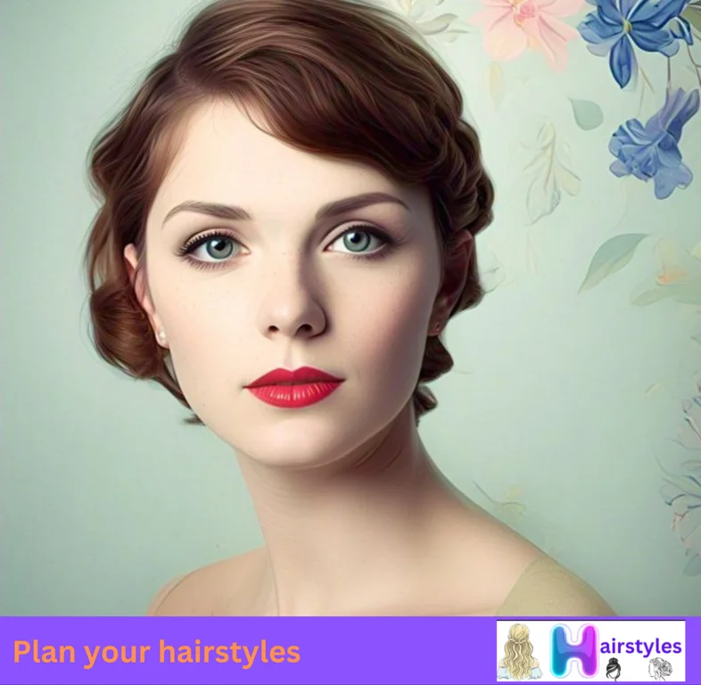 Elegant vintage pixie cut with a deep side part and swept bangs, highlighting a soft, classic look.