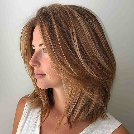 "Angled layers providing a sharp, chic style for long hair.