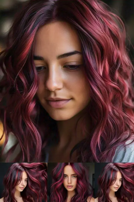 Create a colorful contrast with burgundy highlights. Pair them with a sleek, straight style for a 'Berry beautiful' look.