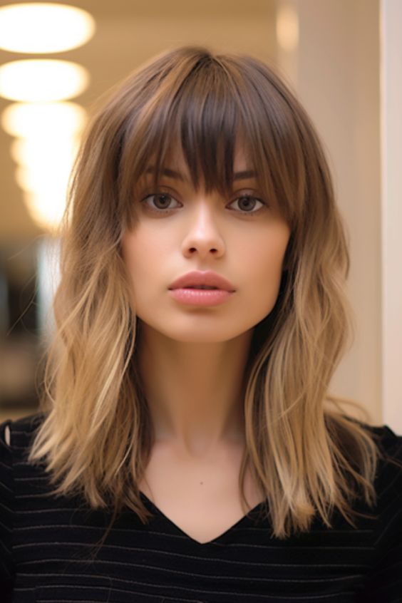 Sophisticated bob with curtain bangs for a sleek and polished look.