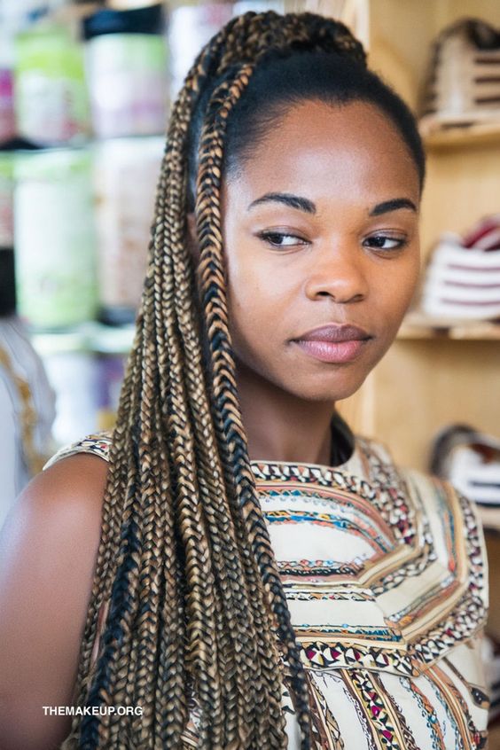 Fulani braids with traditional patterns and decorative elements for a bohemian touch.