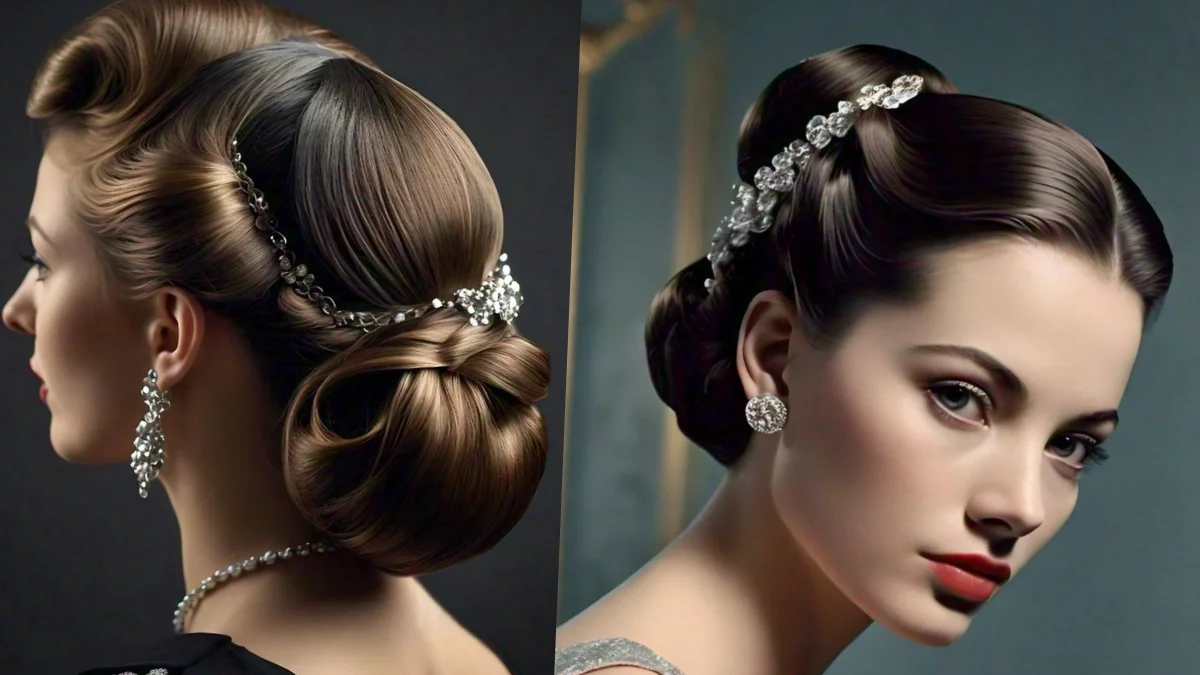 Chignon hairstyle for women, classic and sophisticated for formal gatherings.