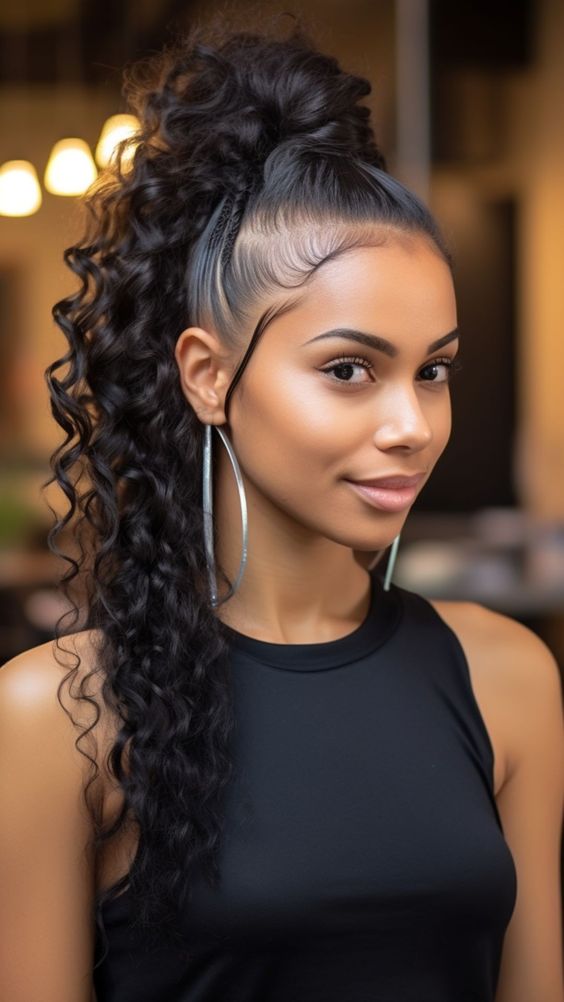 Messy drawstring ponytail for an effortlessly stylish and casual look