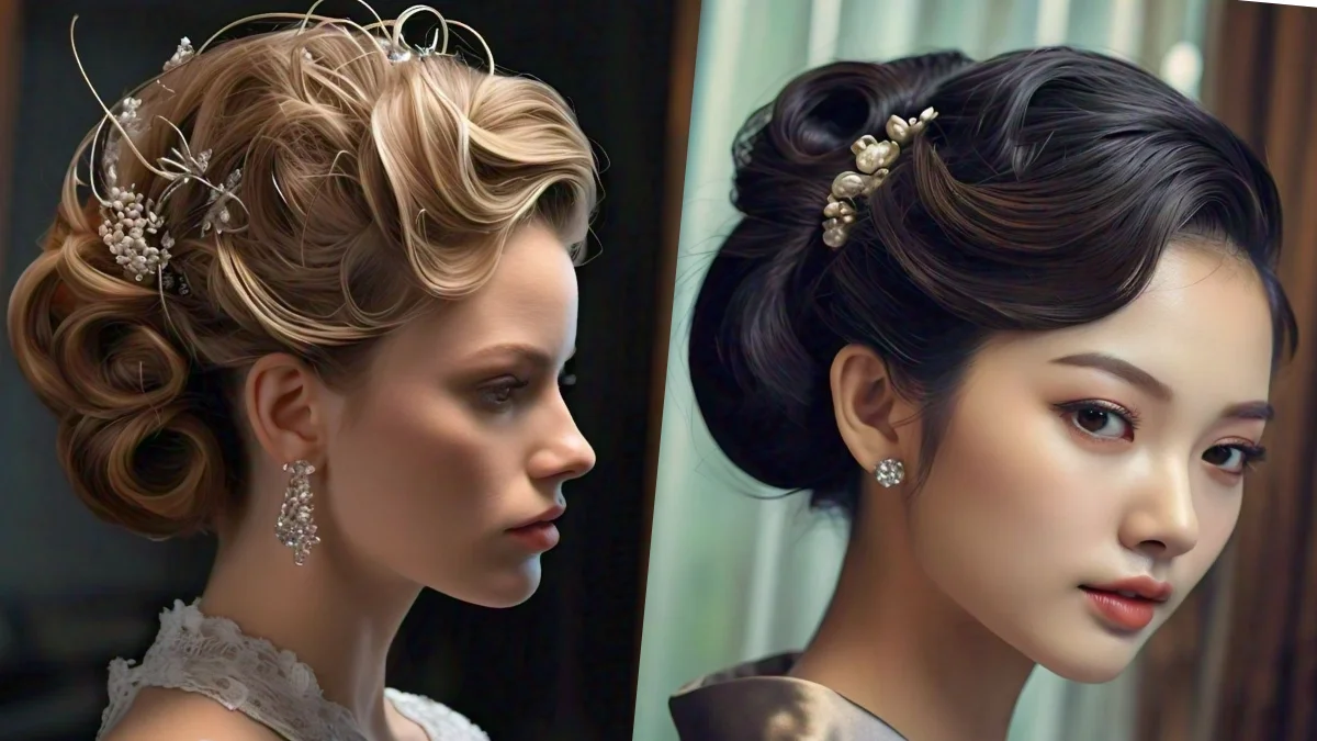 Elegant updo hairstyle for women, perfect for formal occasions like weddings.