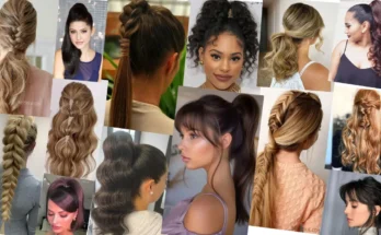 Collection of trendy ponytail hairstyles for 2024, including sleek high ponytails, textured ponytails with braids, and elegant updos, showcasing versatility and chic appeal for different hair types and occasions.