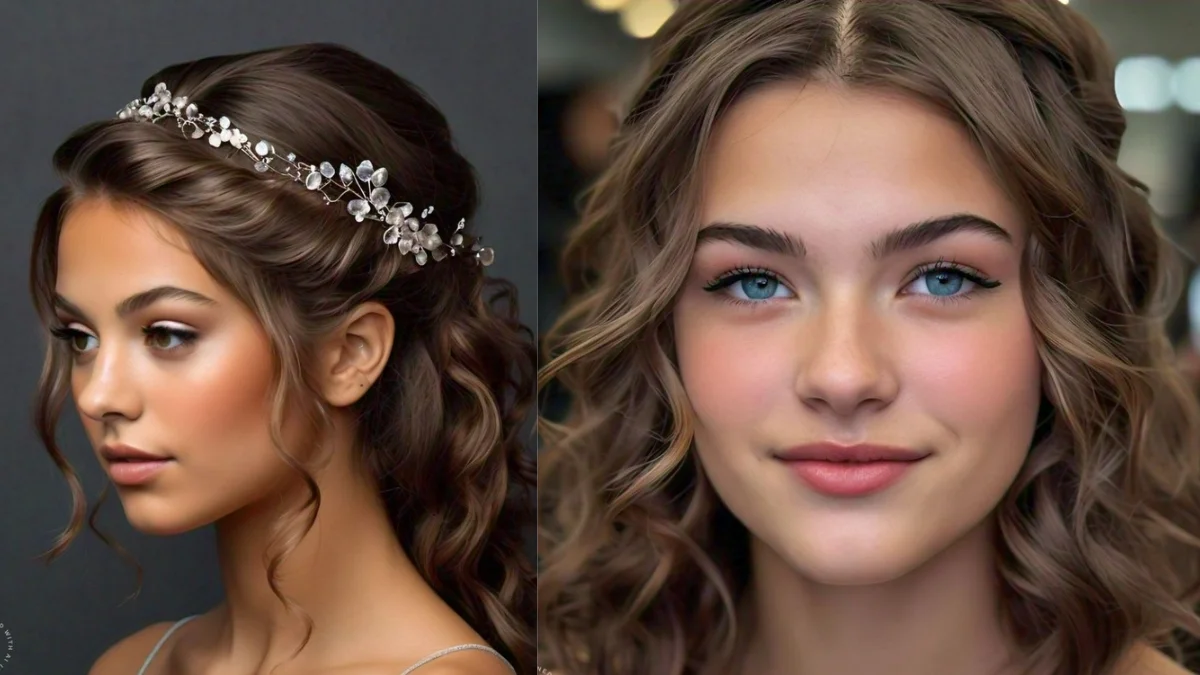 Woman with medium-length hair styled attractively for prom.