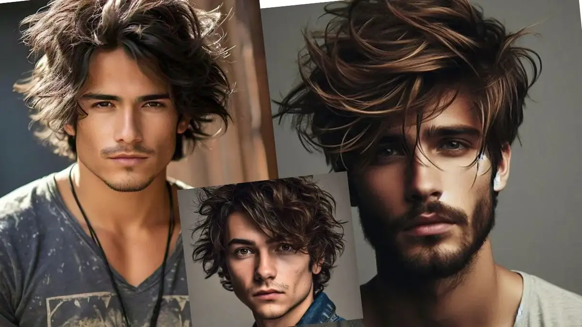 Man with a messy hairstyle for thick hair, featuring textured and tousled locks for a stylish, voluminous look.