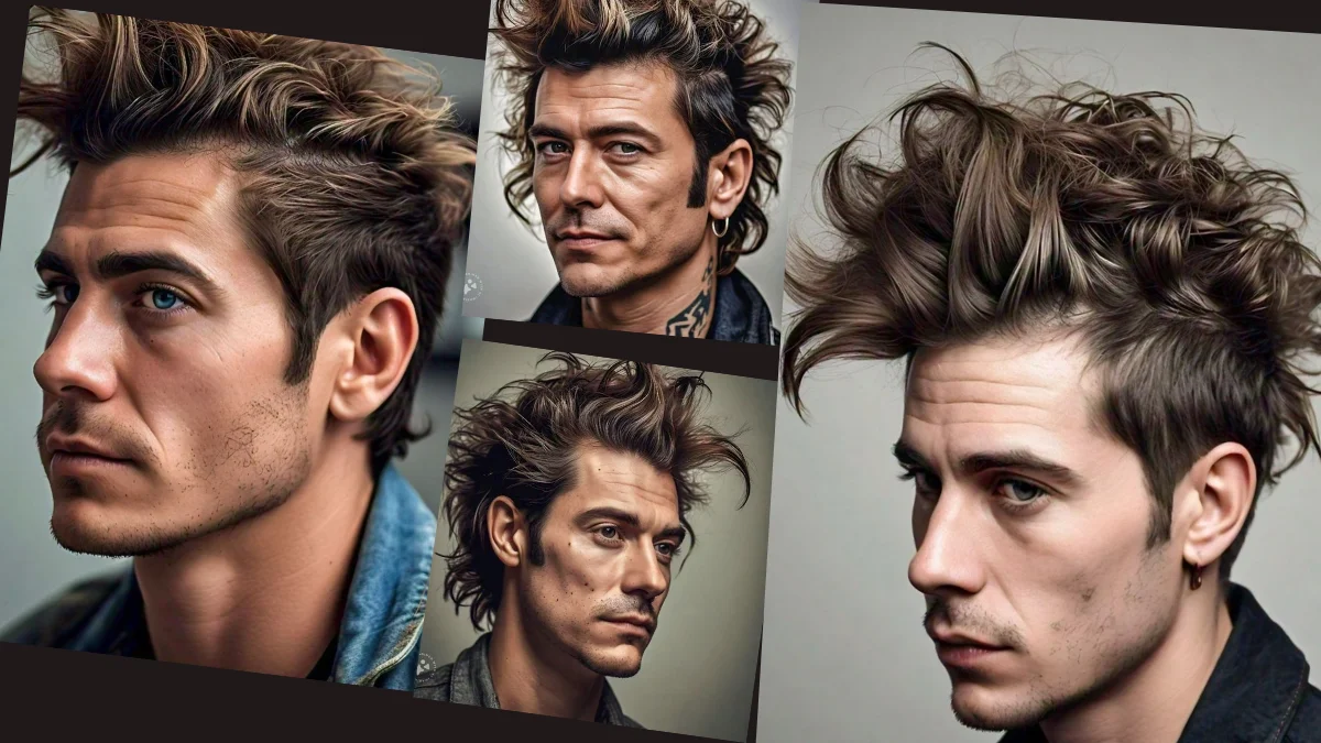 Guy with messy pompadour hairstyle, lifted front section and tousled top for modern look.