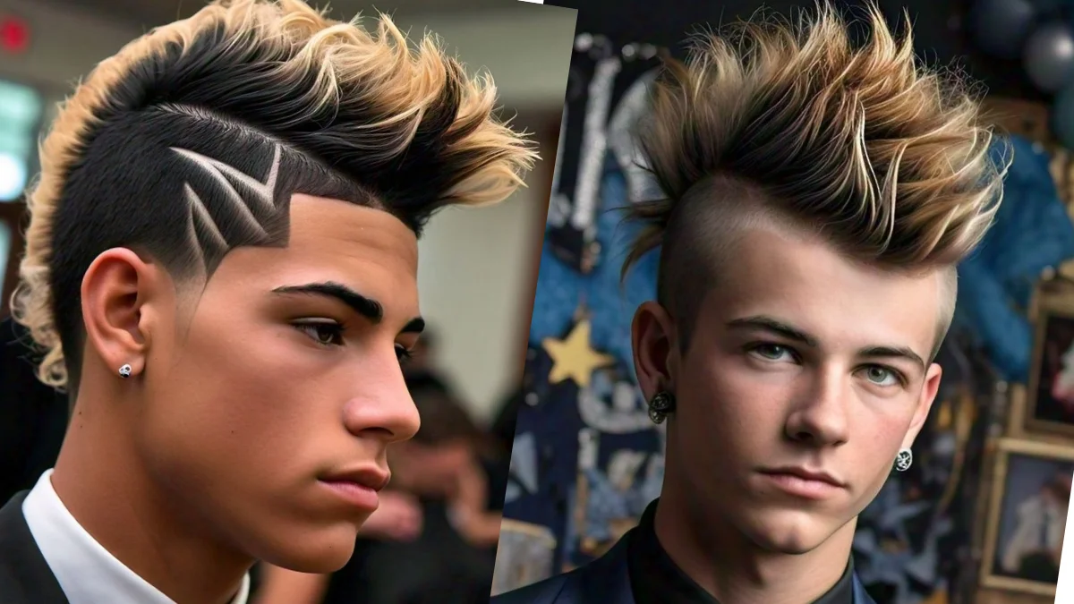 Man with a Mohawk fade hairstyle, a bold and edgy choice for prom.