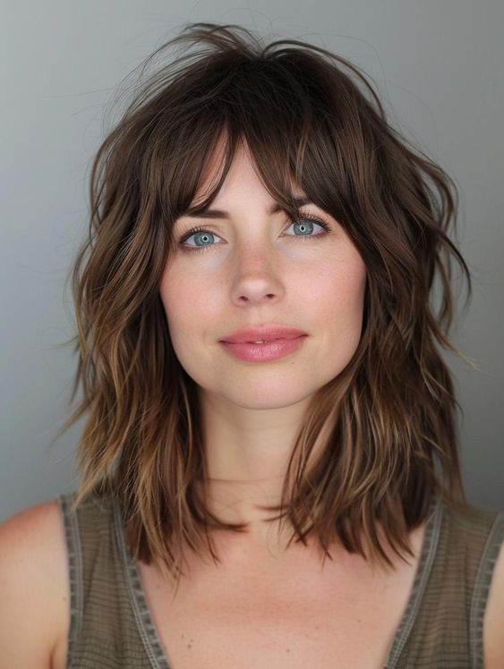 Woman with textured bangs