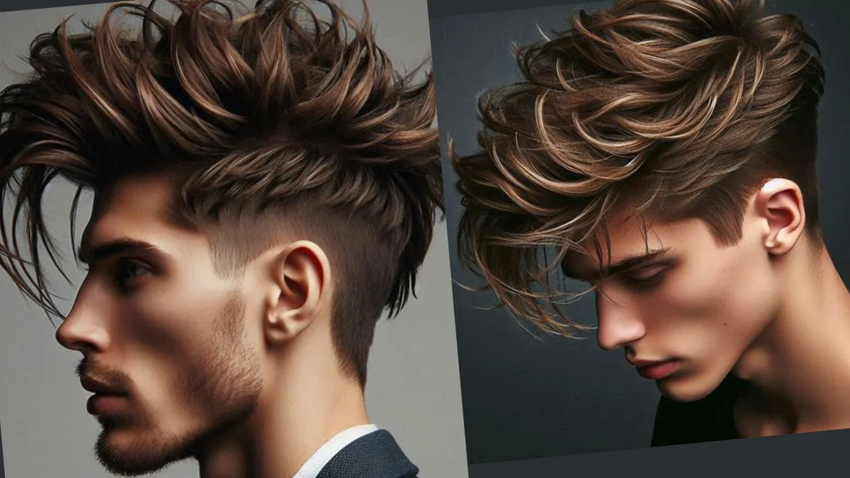 Man with textured side part hairstyle, adding messy twist to classic, casual appearance.