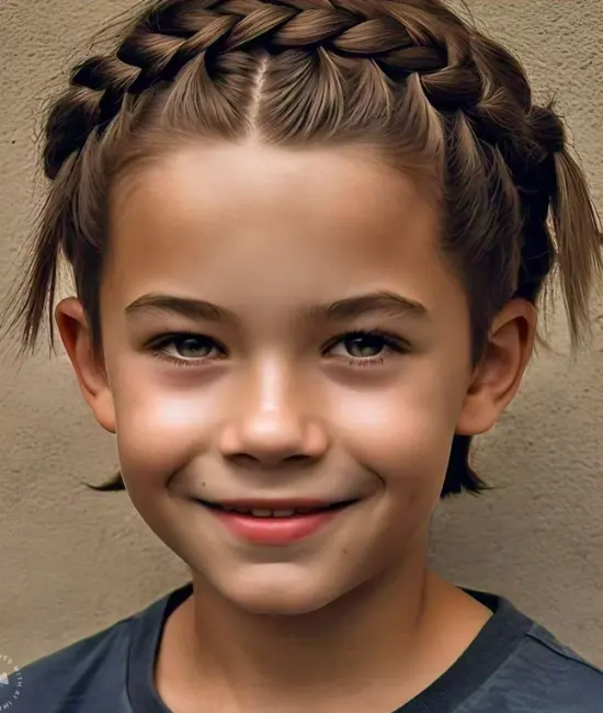 Boy with braided hairstyle, unique and practical braids.