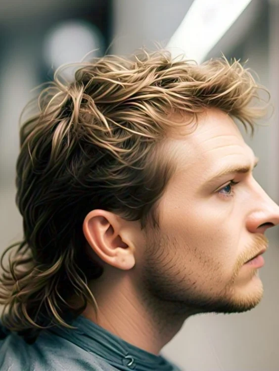 Brown hair mullet featuring natural brown color and mullet shape