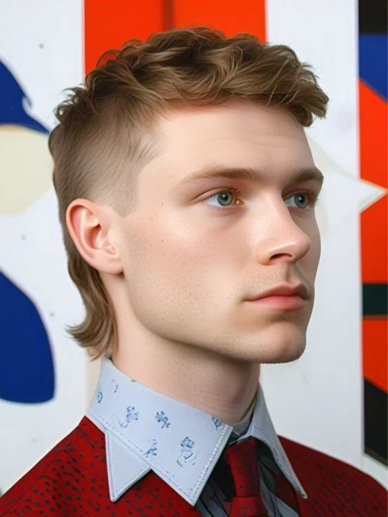 Buzz cut mullet with closely shaved sides and longer back