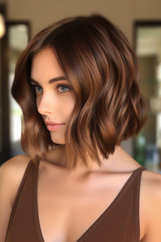 Caramel bob hairstyle on a woman