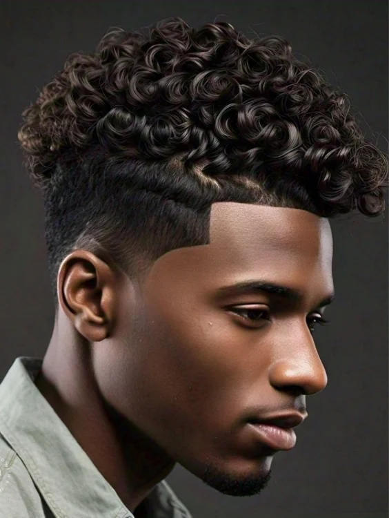 Curly high top fade hairstyle for Black men in 2024