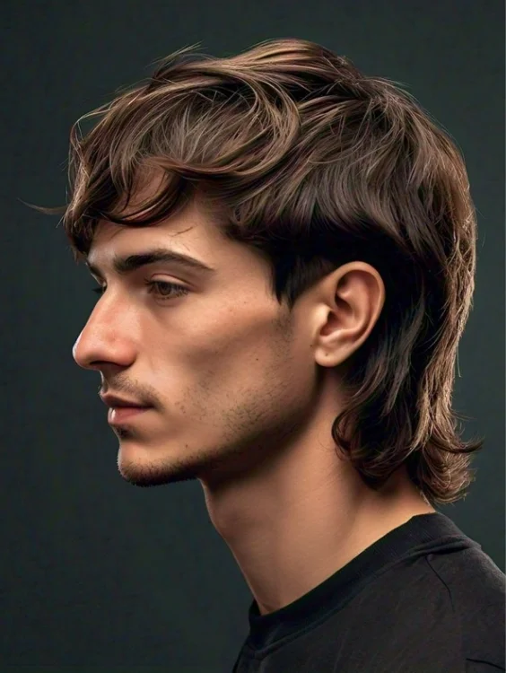 French crop mullet with blunt fringe and longer back