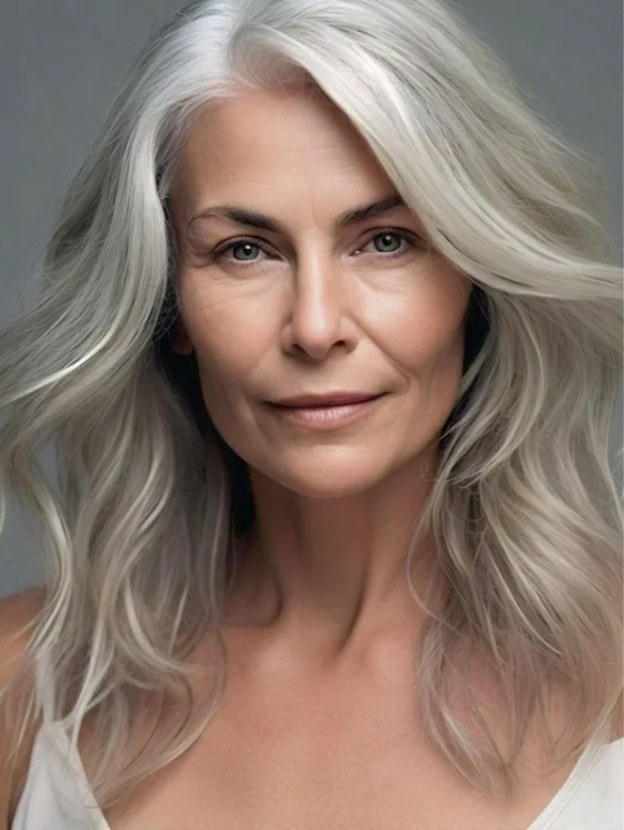 Layered hairstyle for women over 50 enhancing movement and volume.