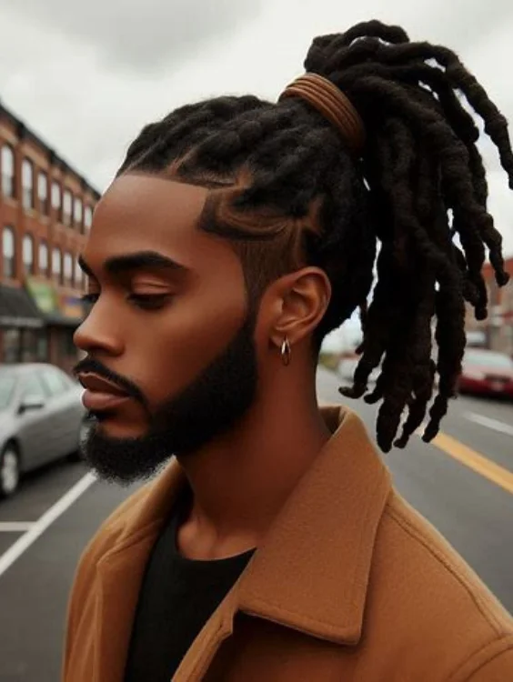 Locs ponytail hairstyle for Black men in 2024