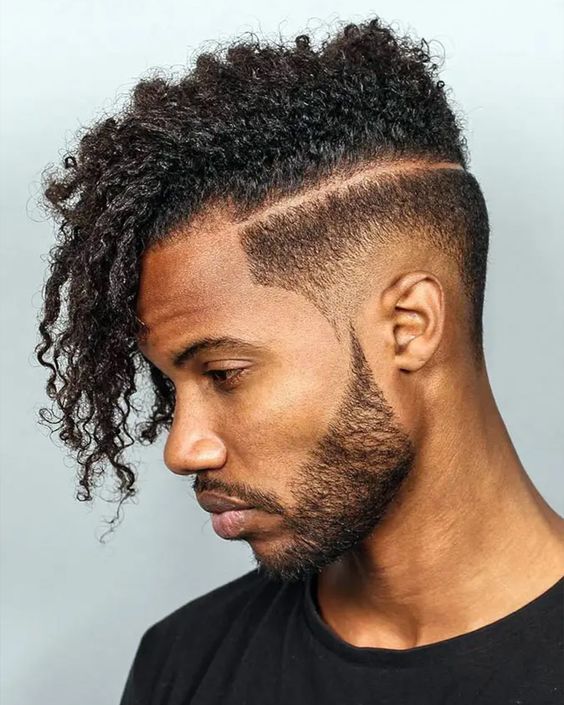 Long comb over hairstyle for Black men in 2024