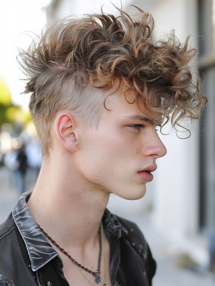 Man with Mohawk and Curls and Waves hairstyle