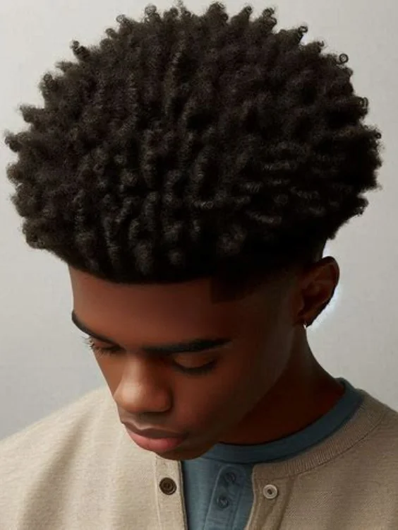 Natural curl afro for Black men in 2024