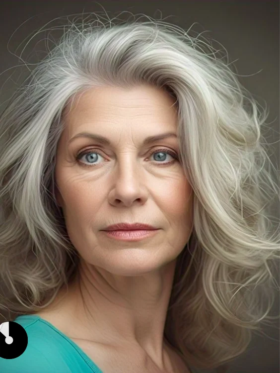 Textured hairstyle for women over 50 with thick coarse hair for a tamed yet voluminous look.