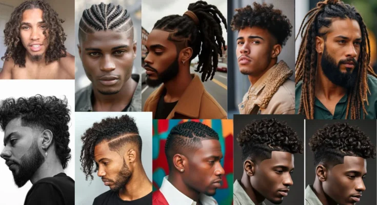 Natural hairstyles for Black men, showcasing a variety of trendy and classic looks for 2024.