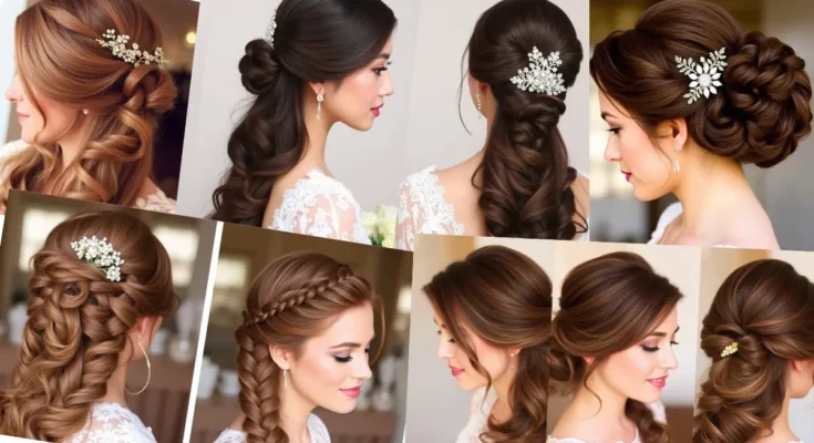 A compilation of 23 stunning wedding hairstyles for long hair in 2024.